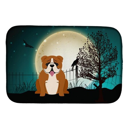 Carolines Treasures Halloween Scary English Bulldog Red White Dish Drying Mat BB2310DDM